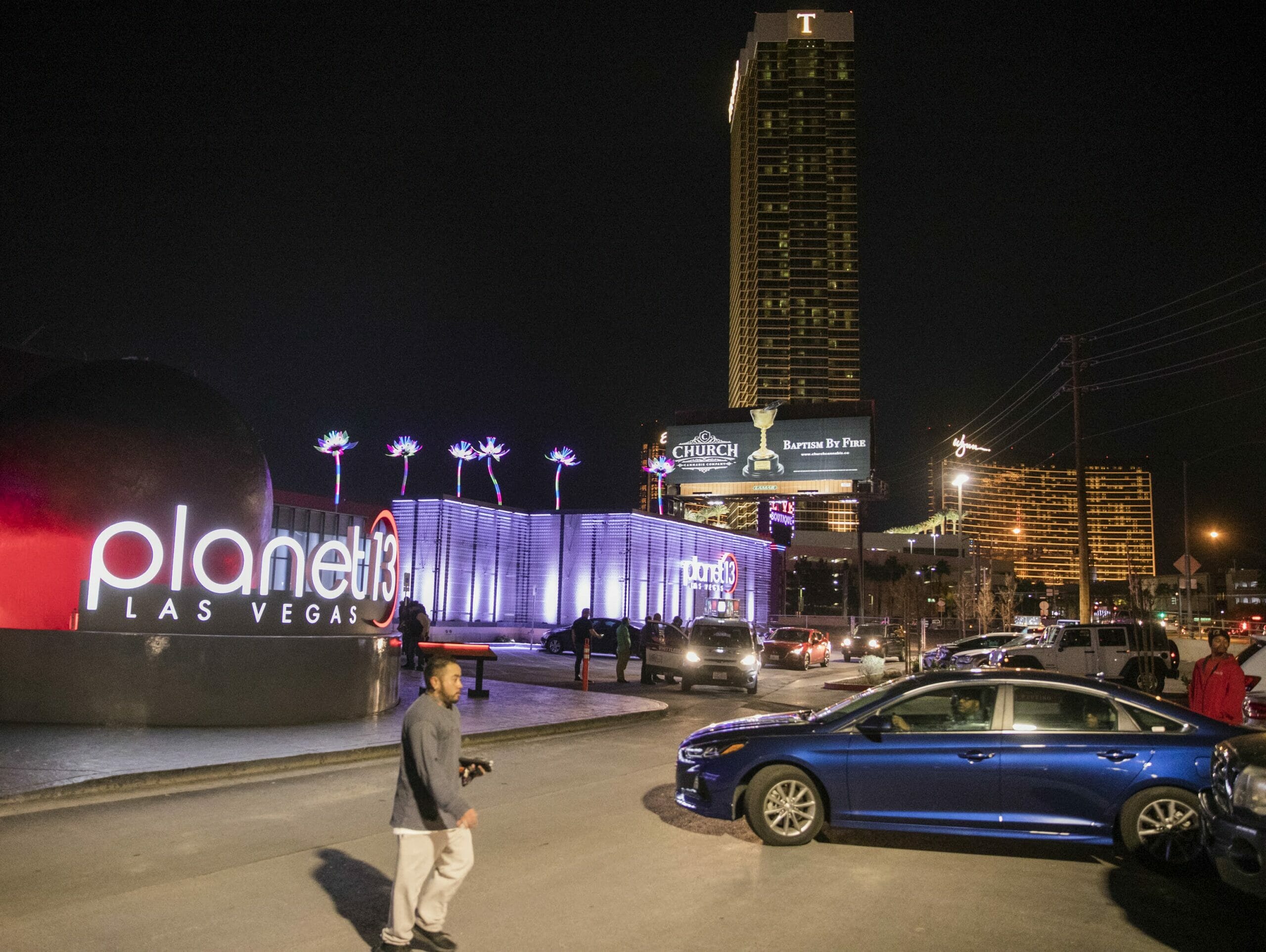 Dispensary with casinos in background