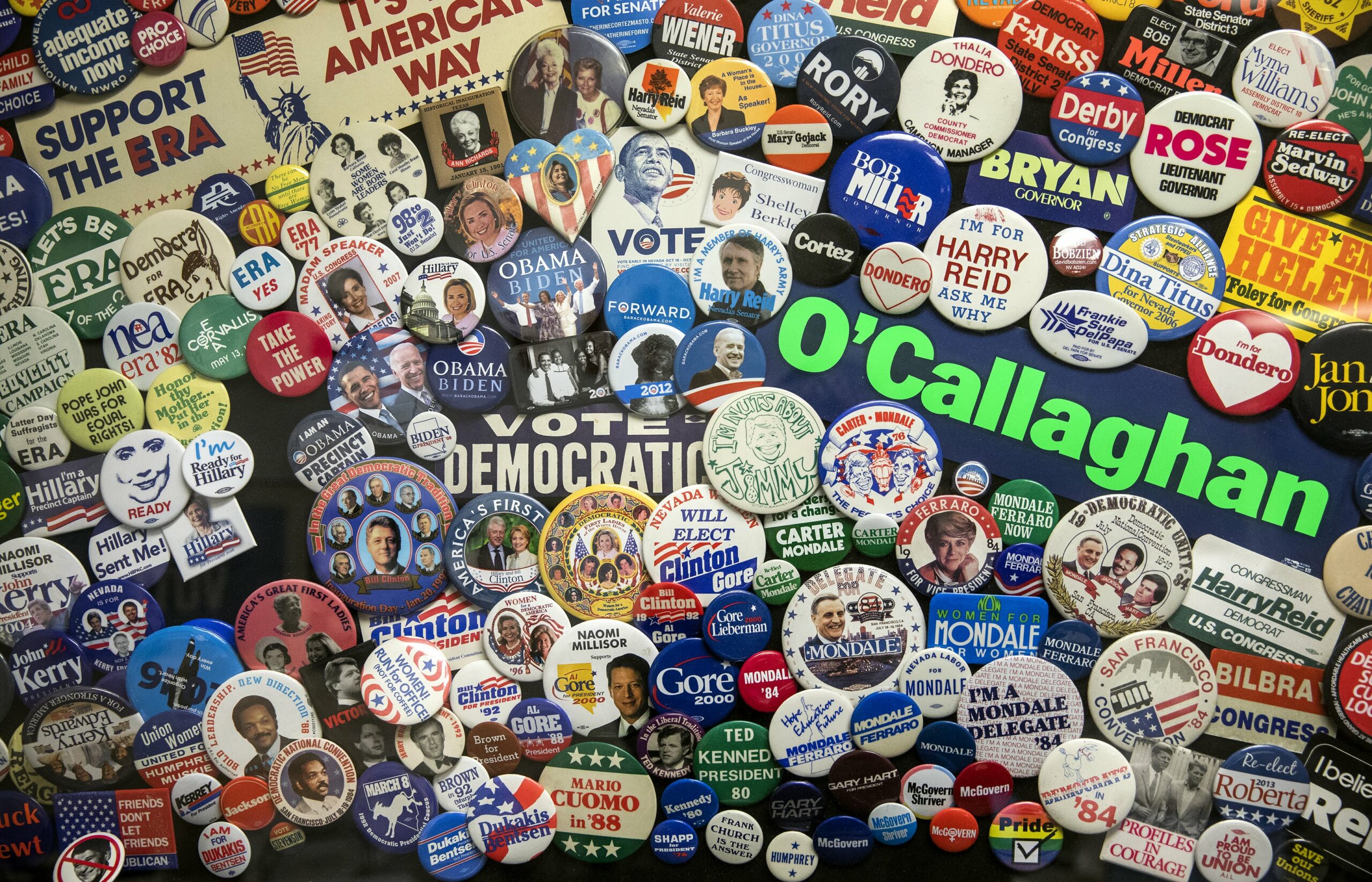 A collection of political buttons