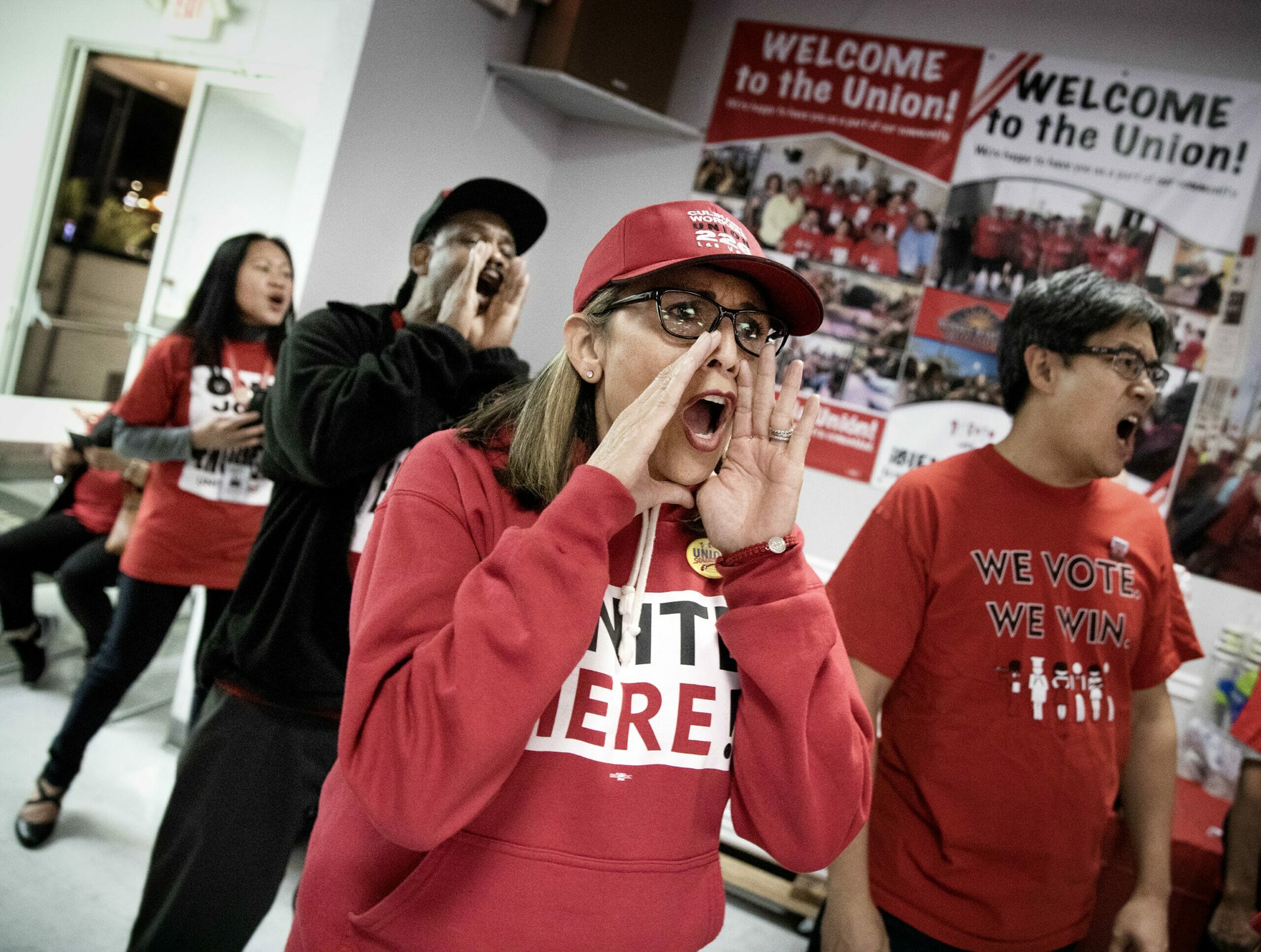 Culinary Union members cheer