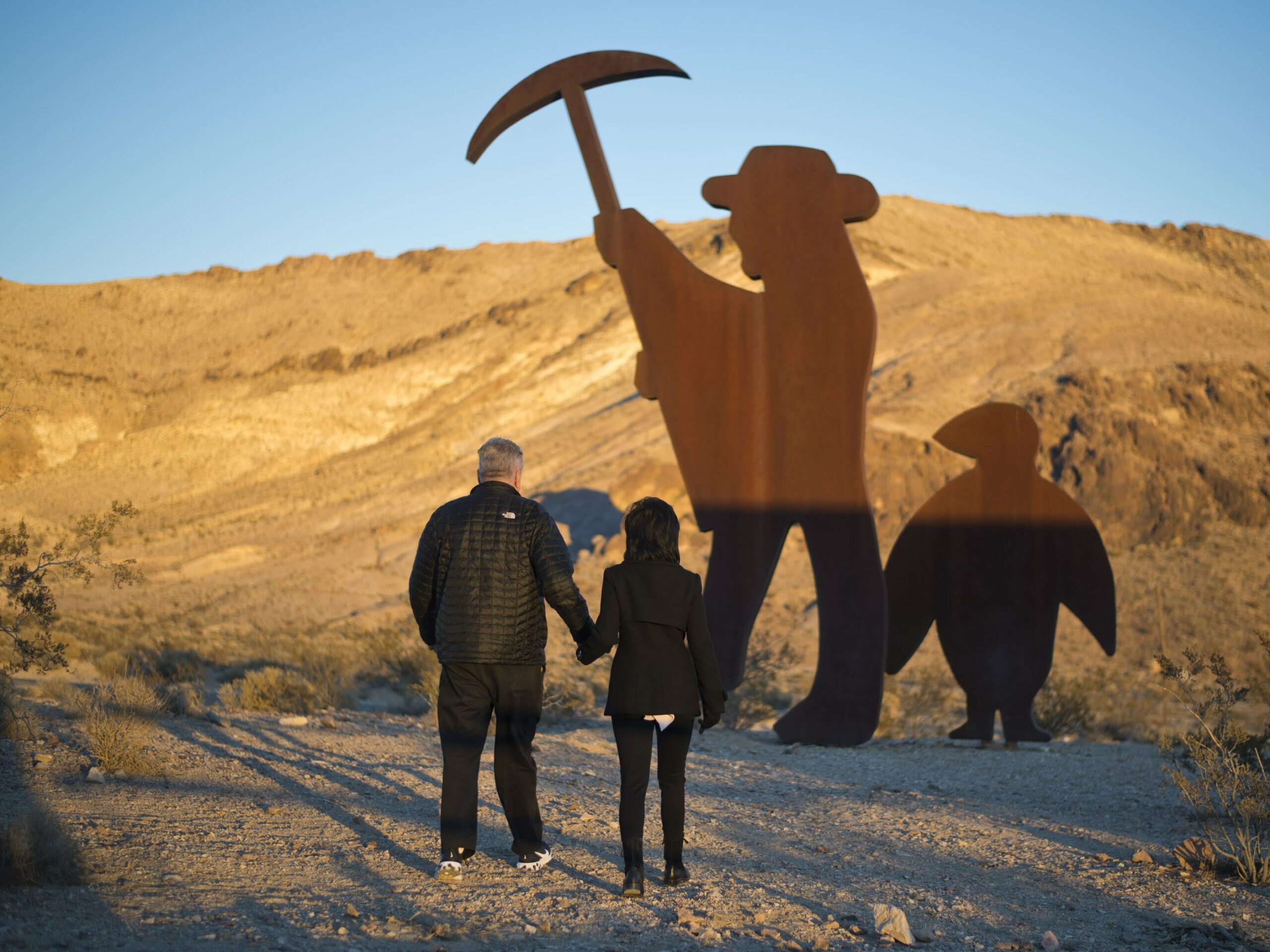 Governor elect Steve Sisolak and his wife Kathy explore the Goldwell Open Air Museum