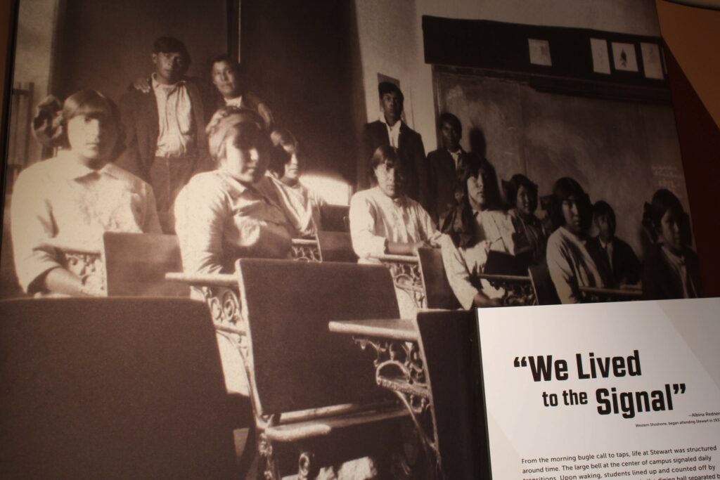 Stewart Indian School students at desks