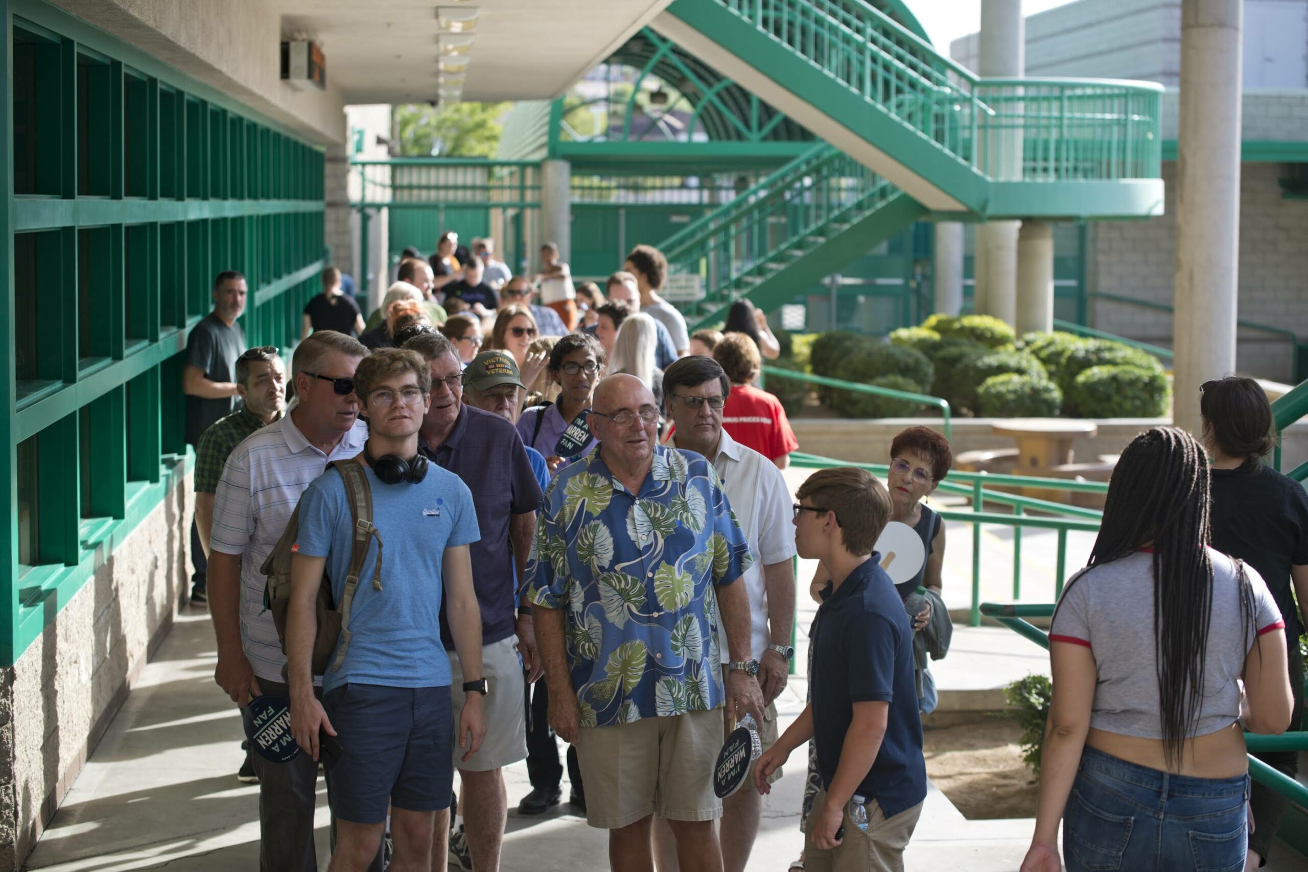 People in line for campaign event