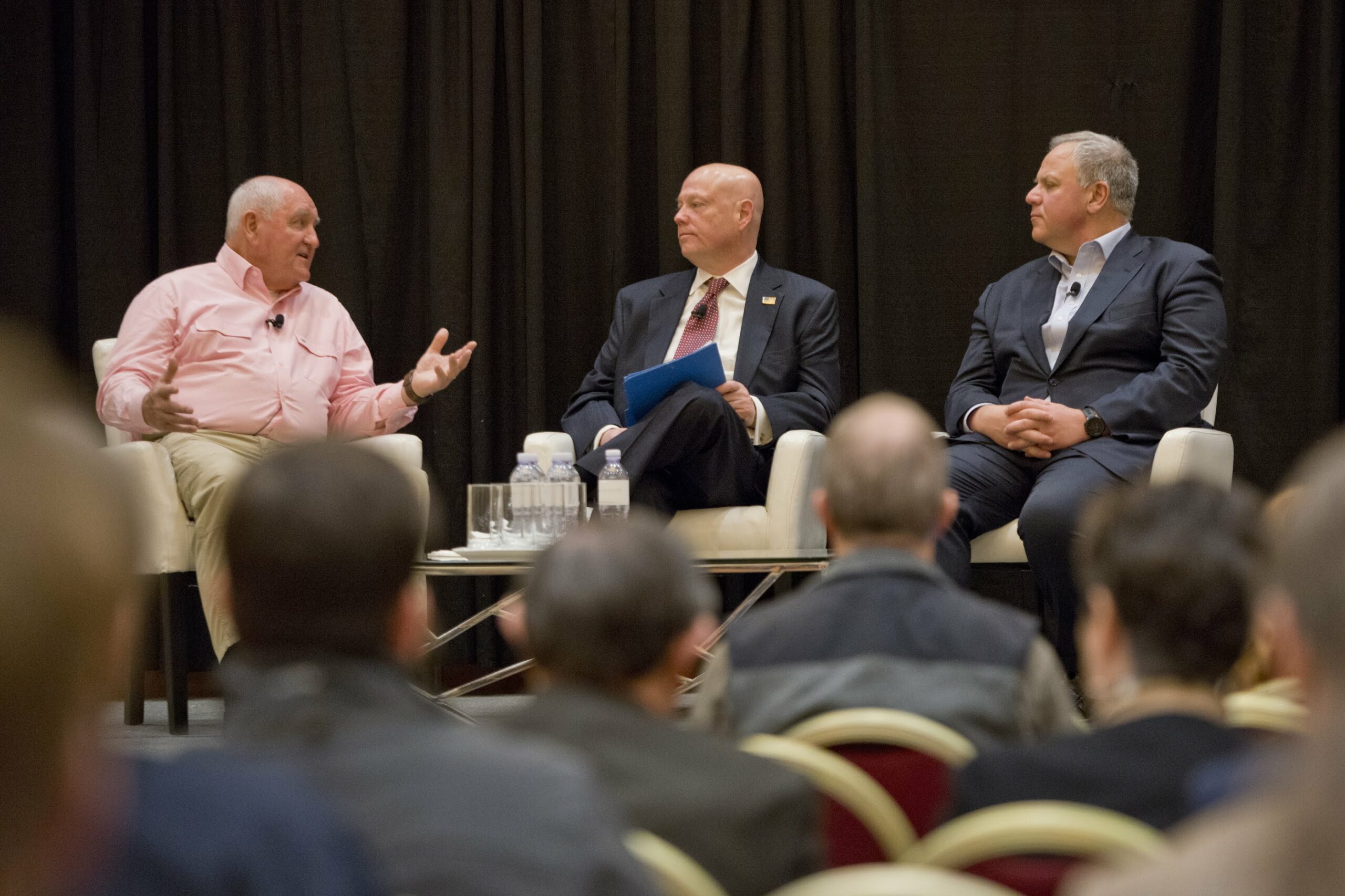 Photo of Perdue and Bernhardt speaking at the SHOT show