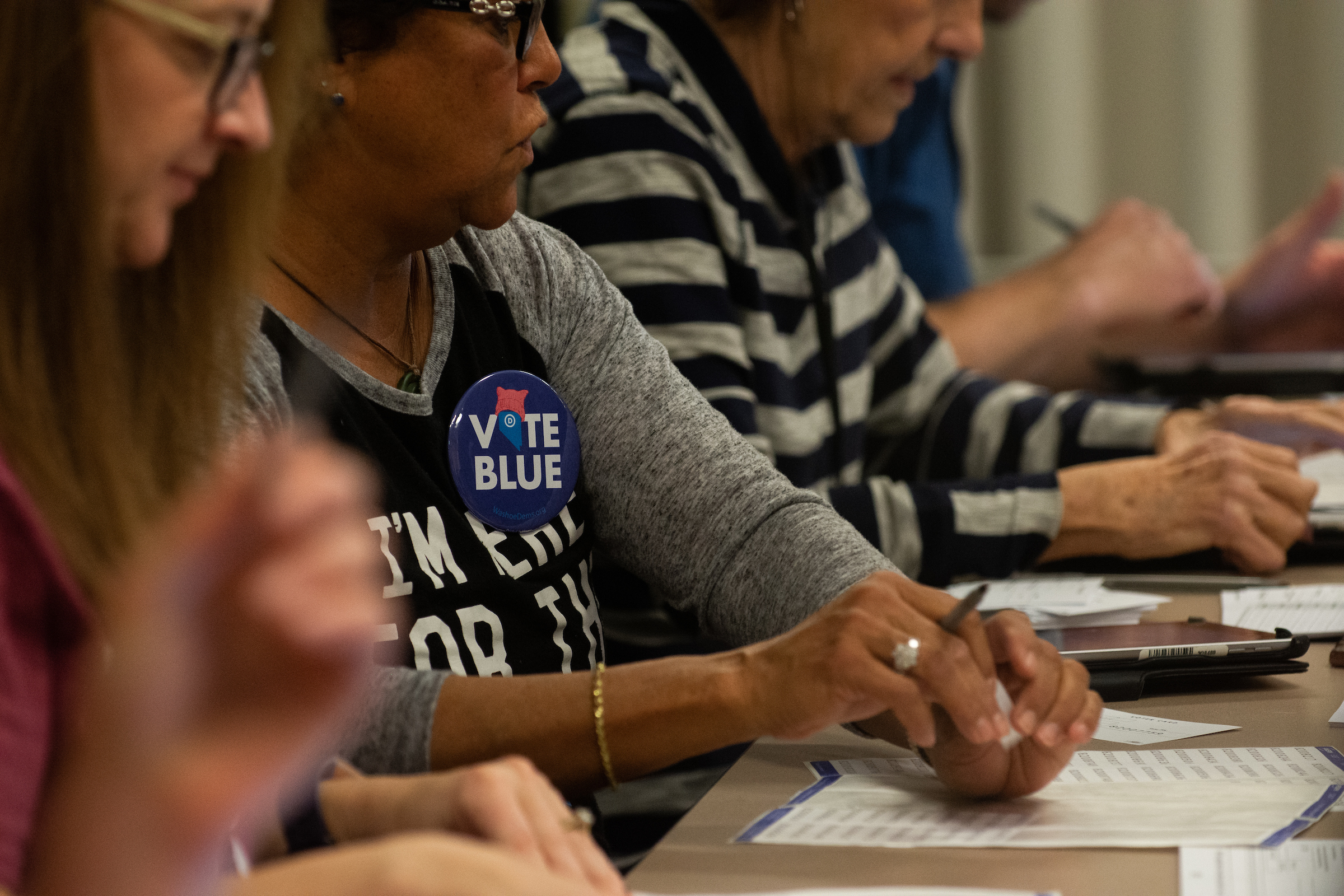 The first day of early voting inside the Sparks branch of the Washoe County Library