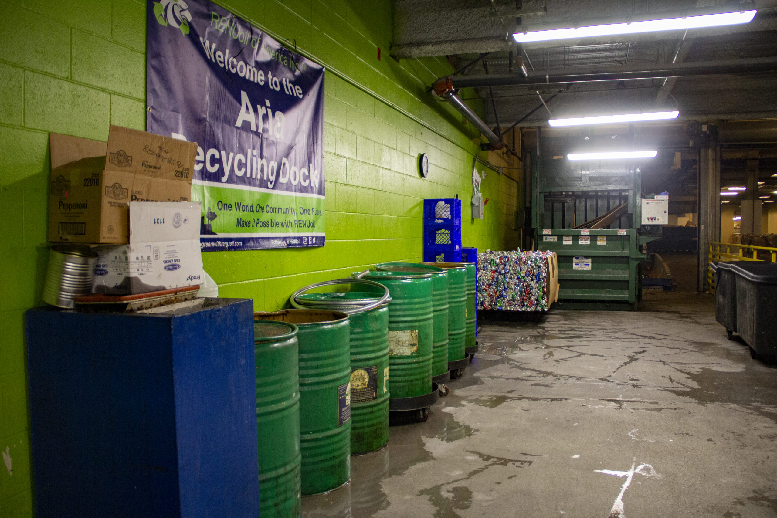 Image of the Aria Resort recycling dock