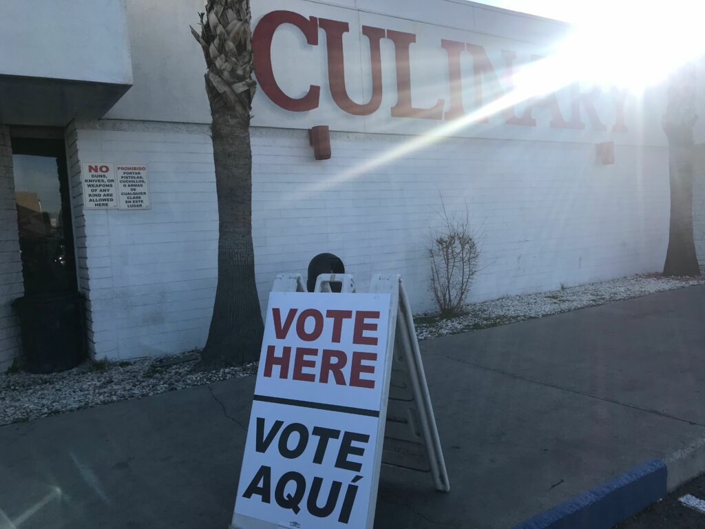 Culinary Union headquarters vote sign