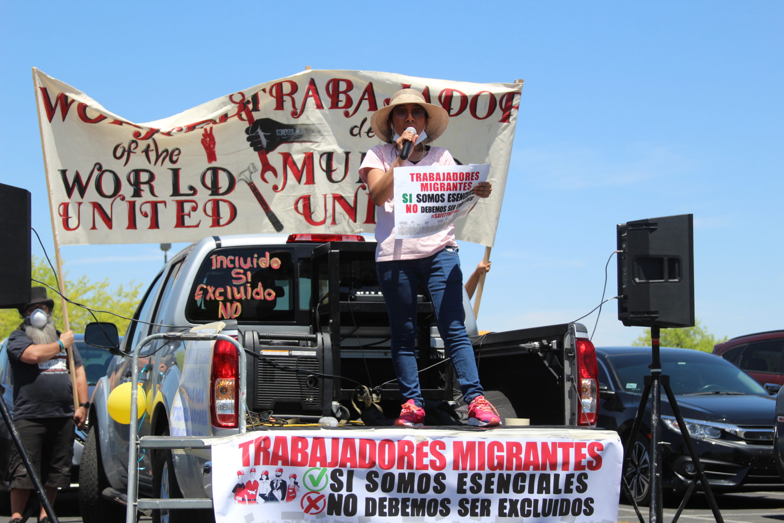 Woman makes a speech at a protest