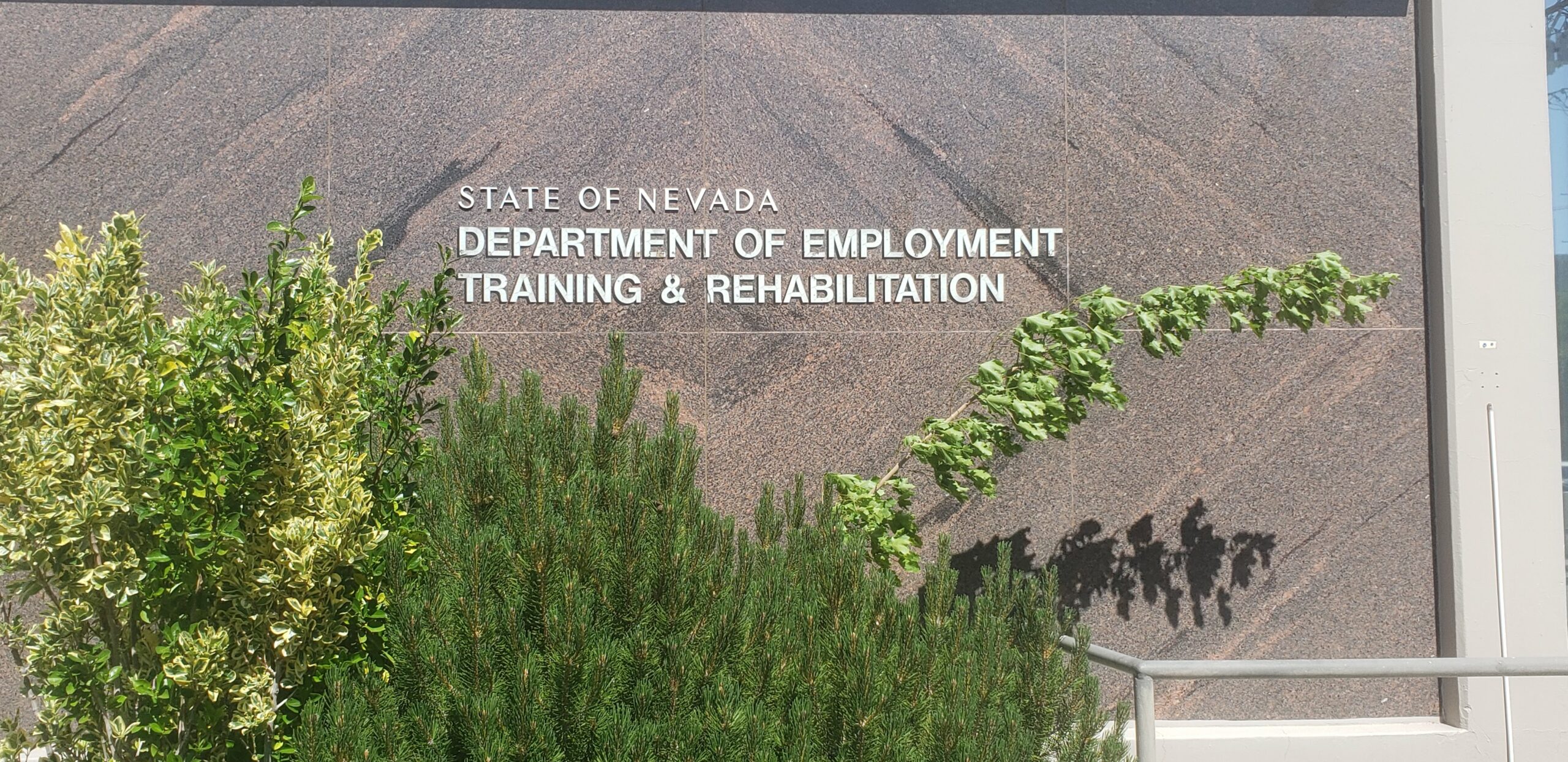 A sign that for the Department of Employment, Training & Rehabilitation