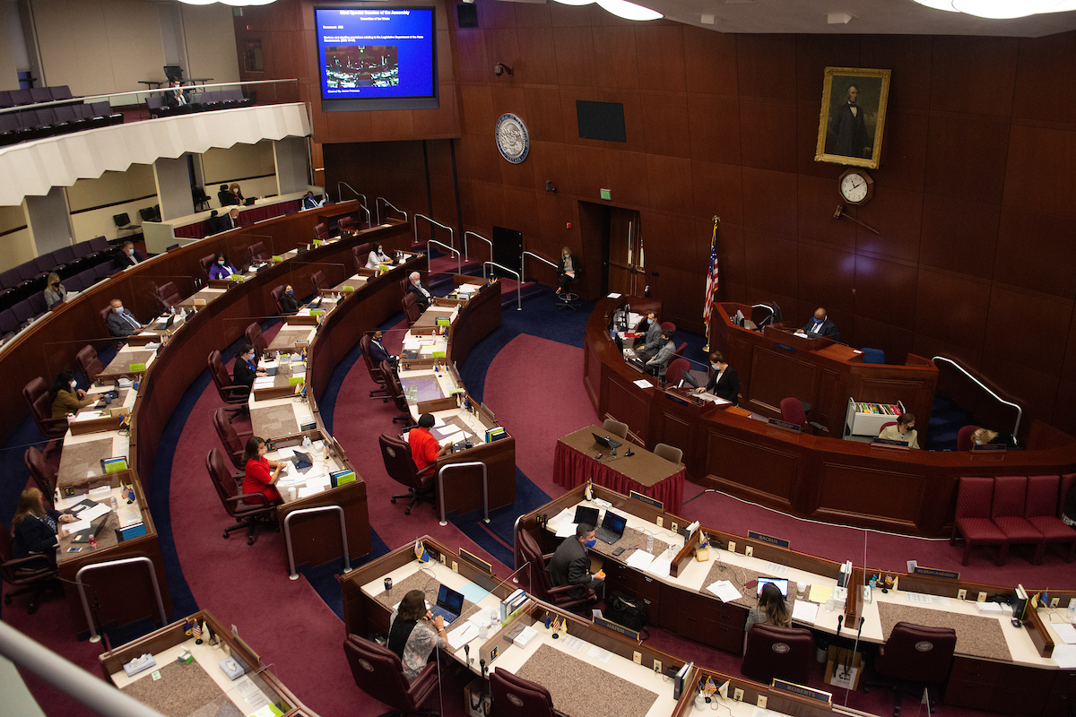 The Assembly chambers on Friday, July 31, 2020 during the first day of the 32nd Special Session of the Legislature in Carson City.