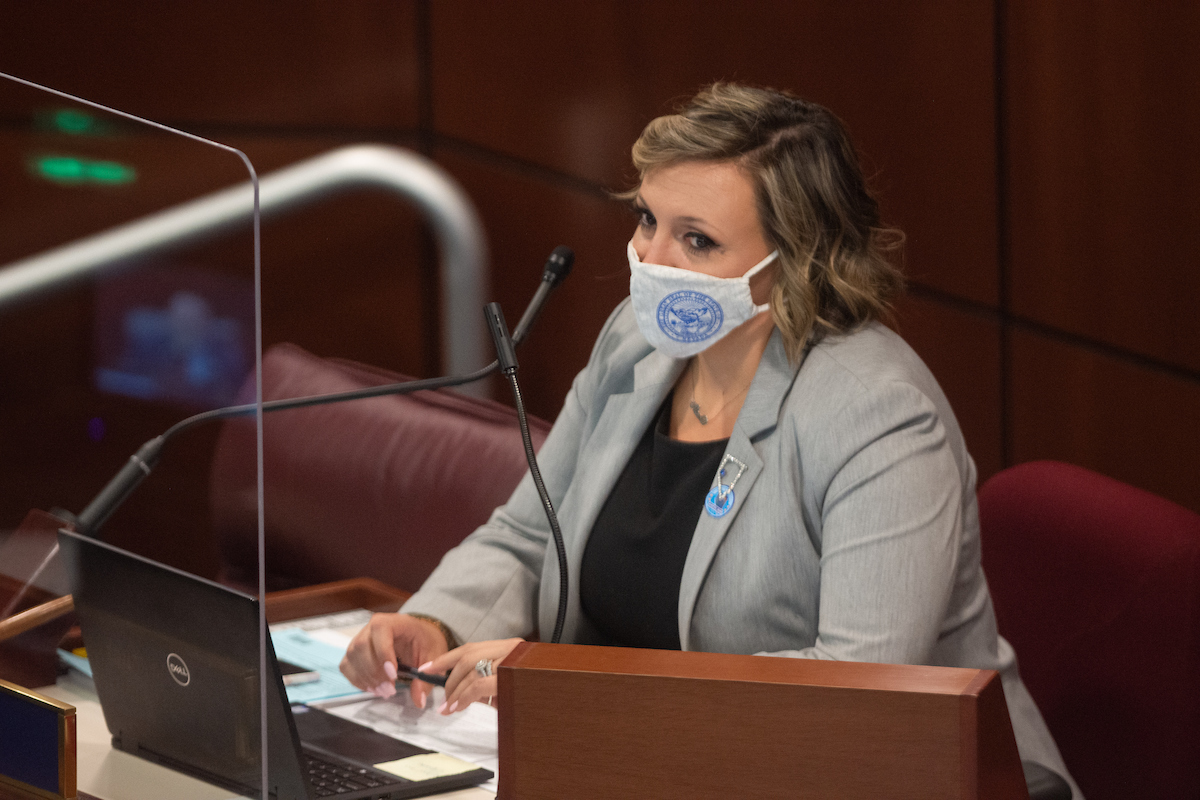 State Senate Majority Leader Nicole Cannizzaro on Friday, July 31, 2020 during the first day of the 32nd Special Session of the Legislature in Carson City.