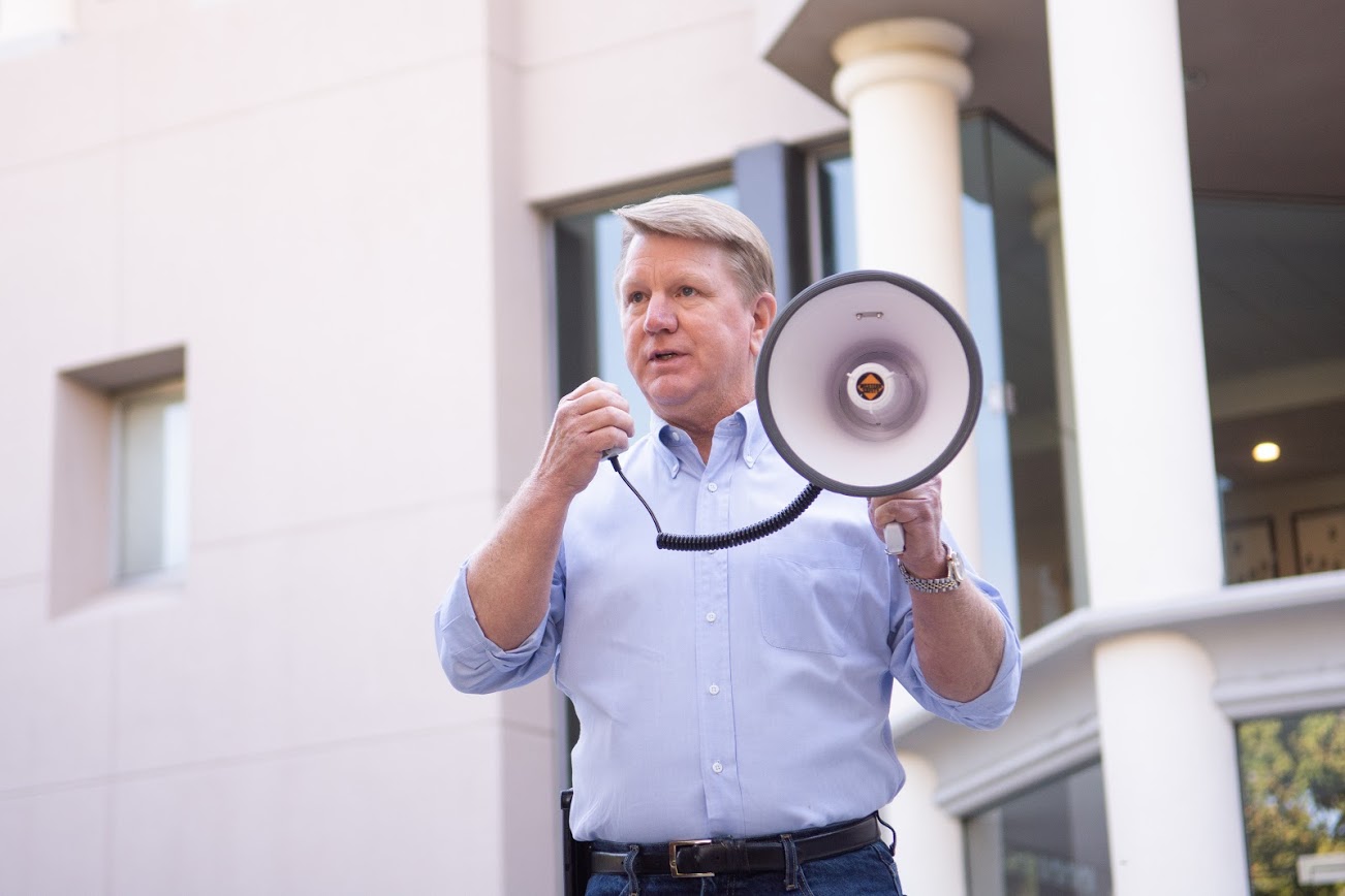 Republican congressional candidate Jim Marchant at a rally in support of law enforcement organized by the Nevada Republican Party on Thursday, July 30, 2020 outside the Legislature in Carson City.