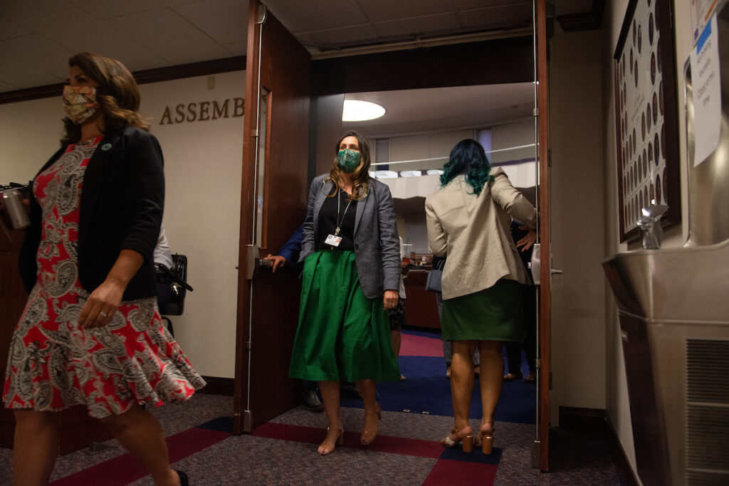 Assembly members leave the chambers