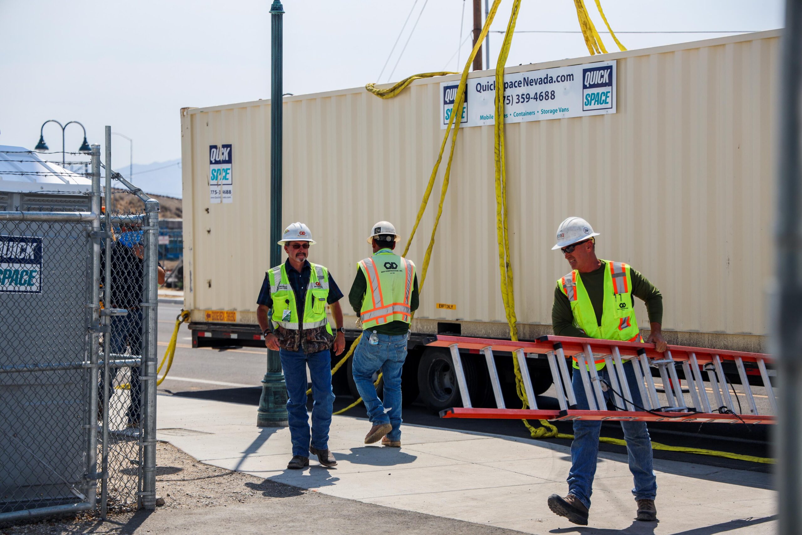 Workers at the temporary homeless shelter located along the East Fourth Street corridor in Reno on Tuesday, August 18, 2020.