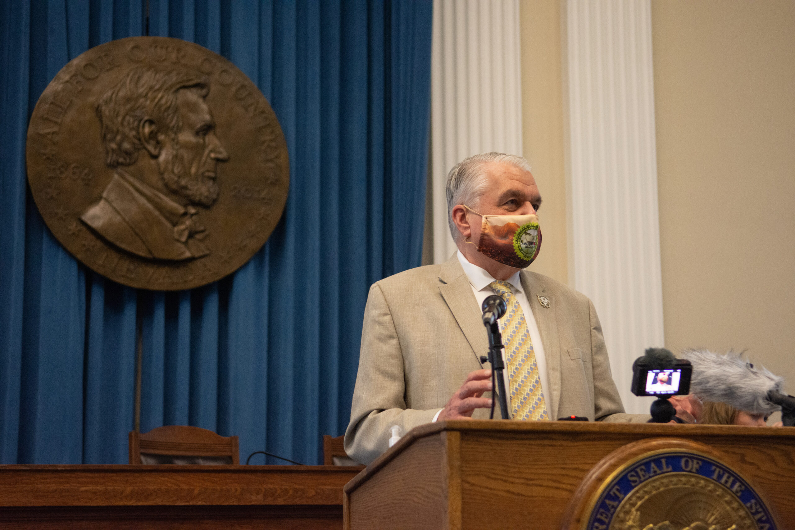 Governor Steve Sisolak during a press conference