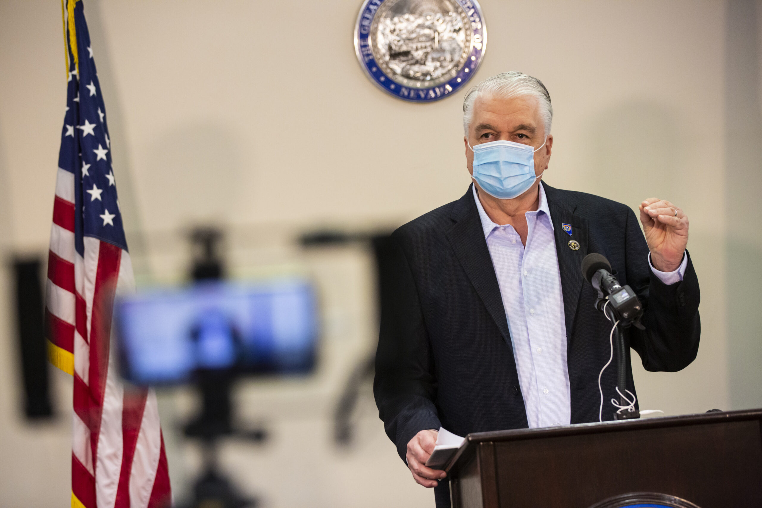 Sisolak speaks during press conference