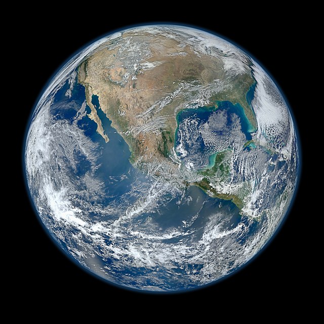 North America from low orbiting satellite. NASA public image.