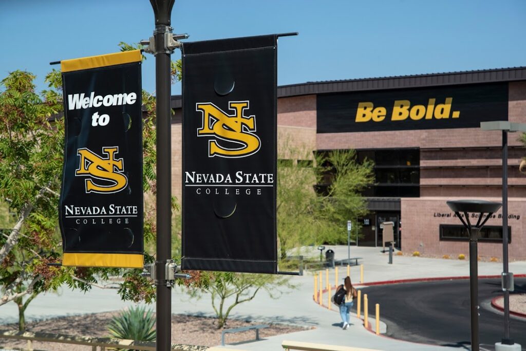 Signage as seen at Nevada State College in Henderson on Friday, Sept. 24, 2021. (Daniel Clark/The Nevada Independent).