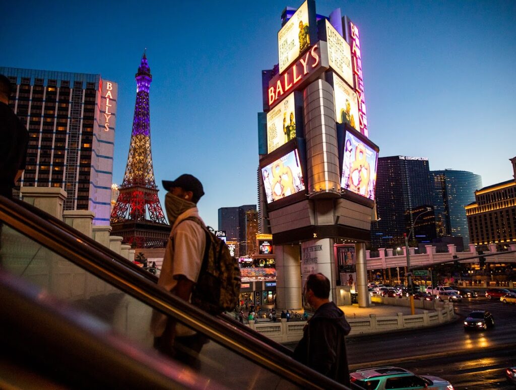 The Horseshoe Casino and Hotel at Night, Las Vegas, NV Editorial