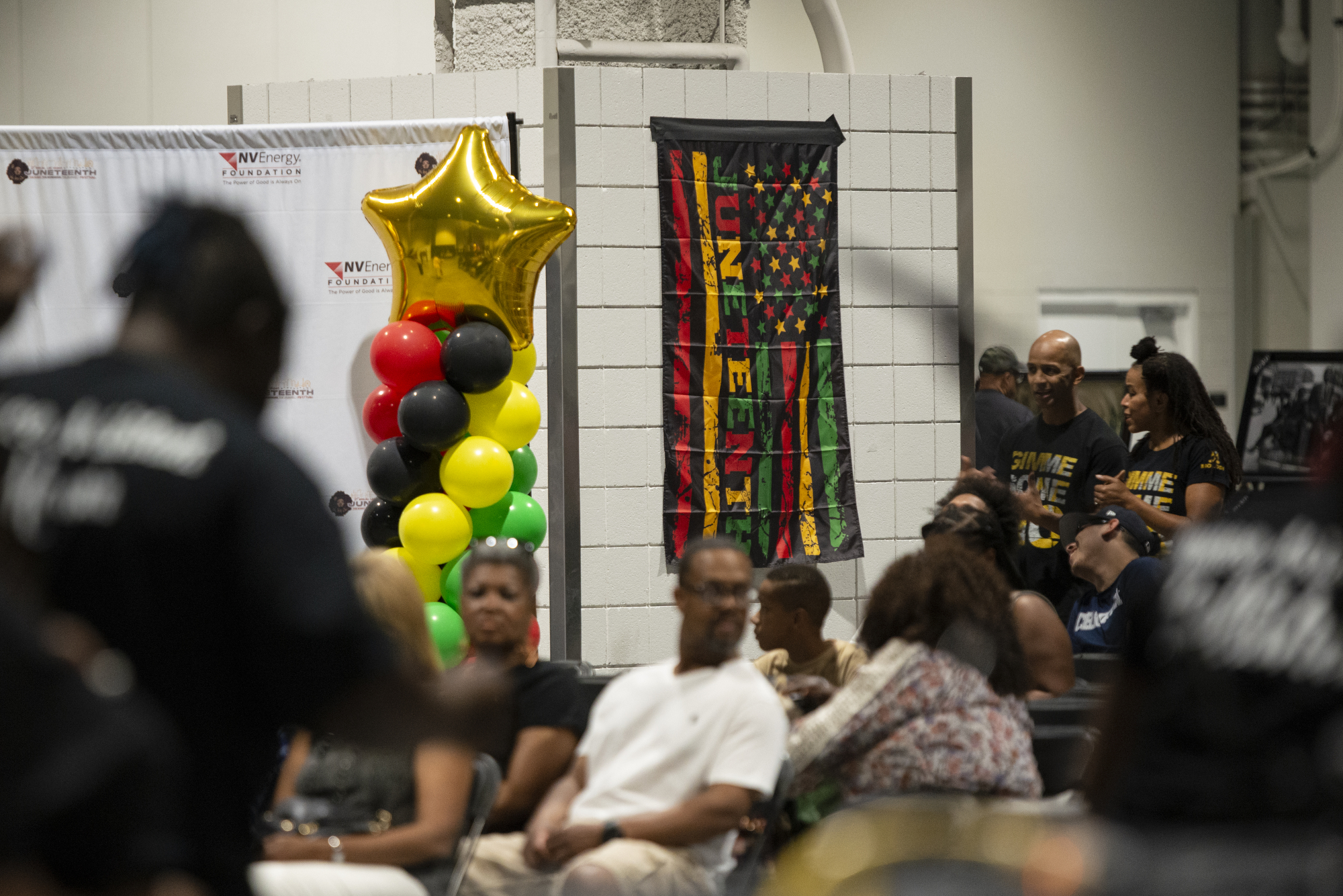 Decorations as seen during a Juneteenth celebration at The Expo in Las Vegas on Saturday, June 18, 2022. (Daniel Clark/The Nevada Independent).