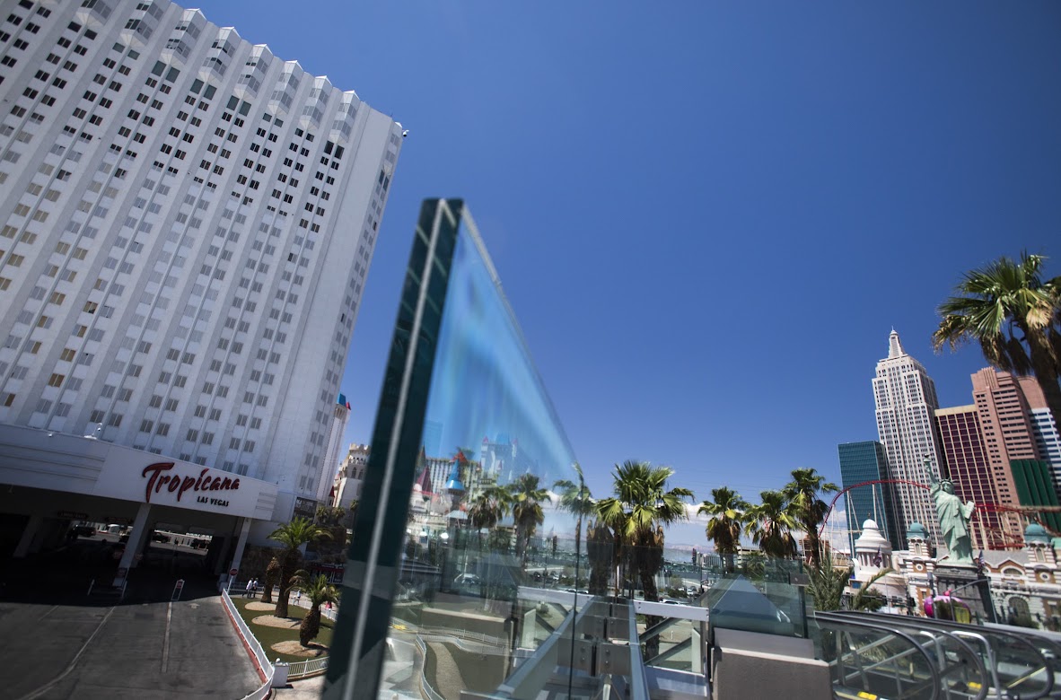 The Tropicana Hotel across the Strip from New York-New York on Sunday, Aug. 7, 2022. (Jeff Scheid/The Nevada Independent).