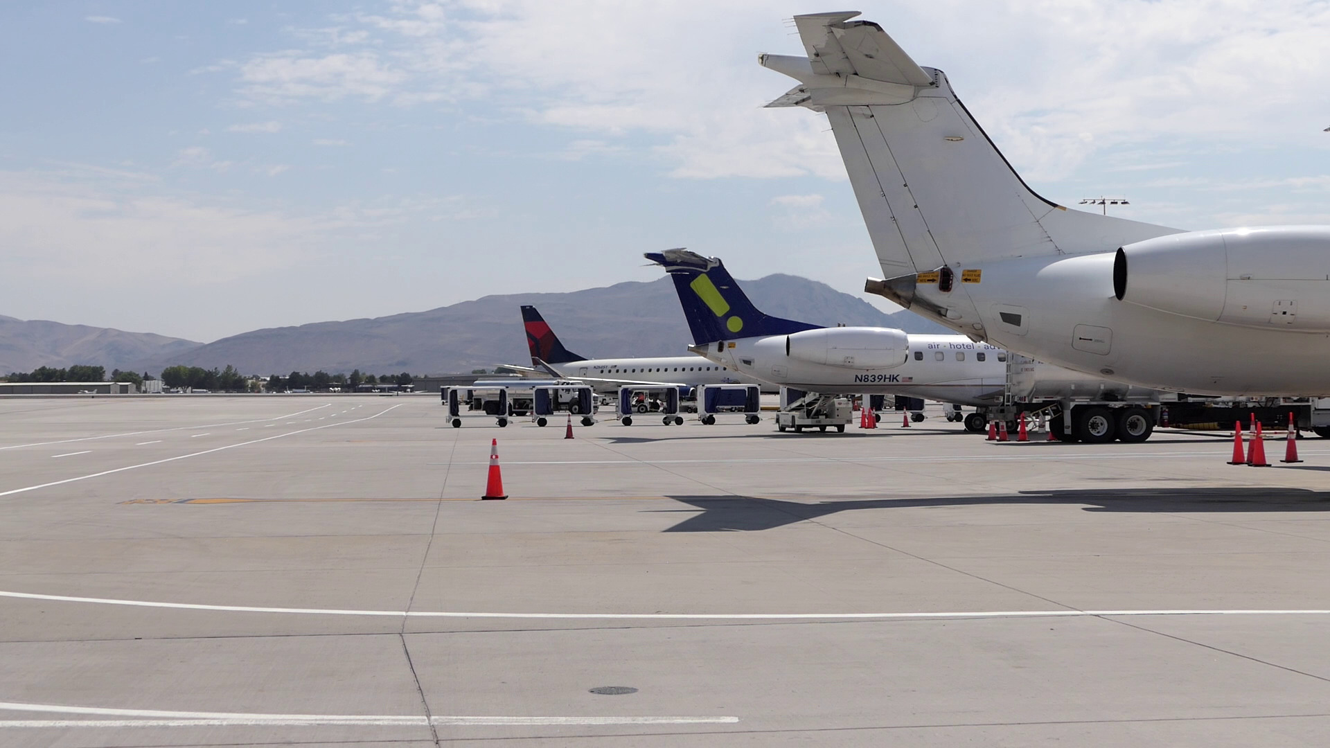 Airplane tales on runway.