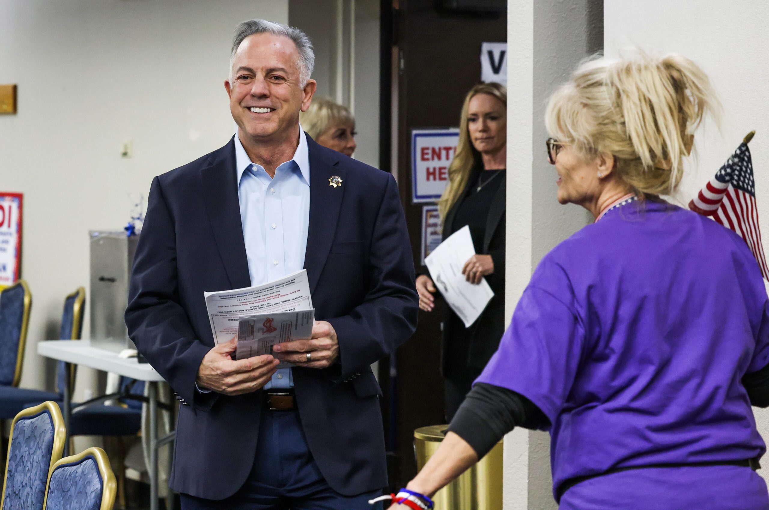 Gubernatorial candidate Joe Lombardo arrives to vote in Las Vegas on Thursday, Nov. 3, 2022. (Jeff Scheid/The Nevada Independent).