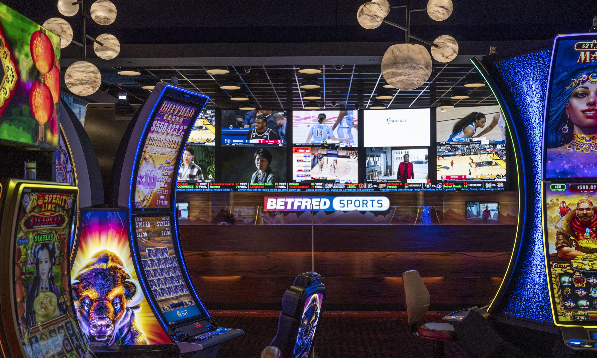 Betting odds are displayed just before the start of the Super Bowl at the  Westgate SuperBook on …