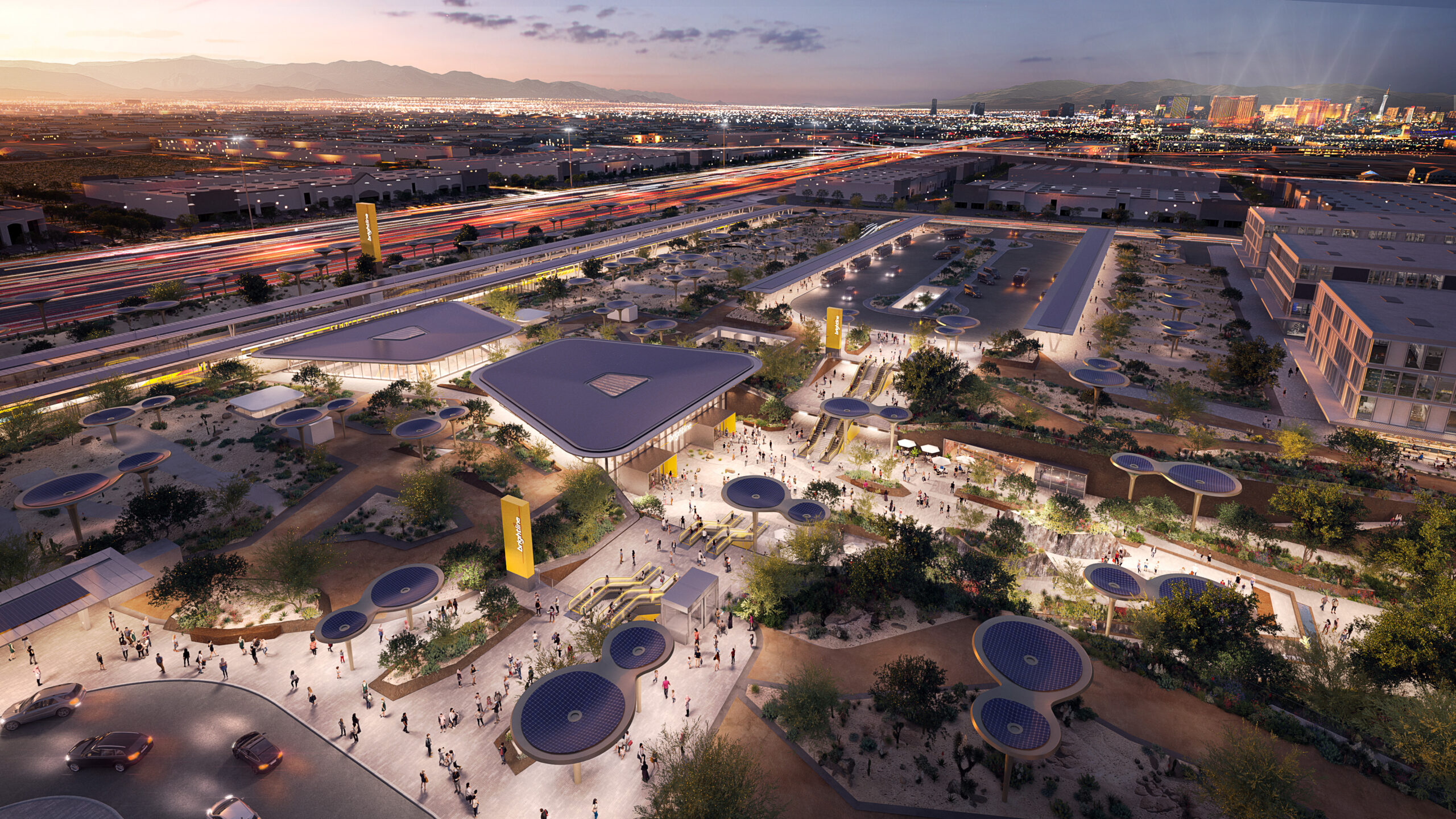 A rendering of what the Las Vegas Brightline West station, on Las Vegas Boulevard, might look like. (Brightline West/Courtesy).