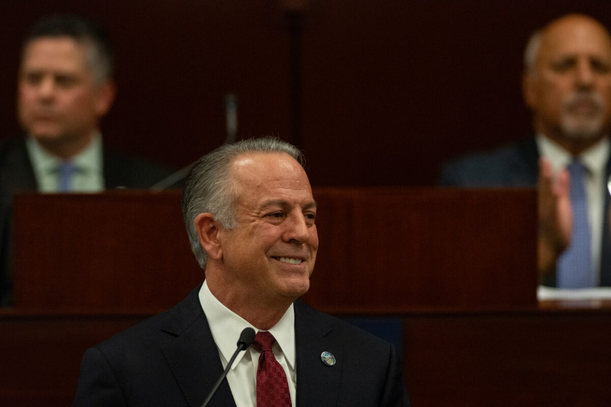 Governor Joe Lombardo during his first State of the State inside the Assembly Chamber at the Legislature on Jan. 23, 2023. (David Calvert/The Nevada Independent).