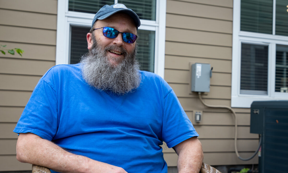 Michael Bigelow, a Navy Veteran from Gardnerville, at the Veteran Guest House in Reno on Tuesday, May 23, 2023. (Tim Lenard/The Nevada Independent).