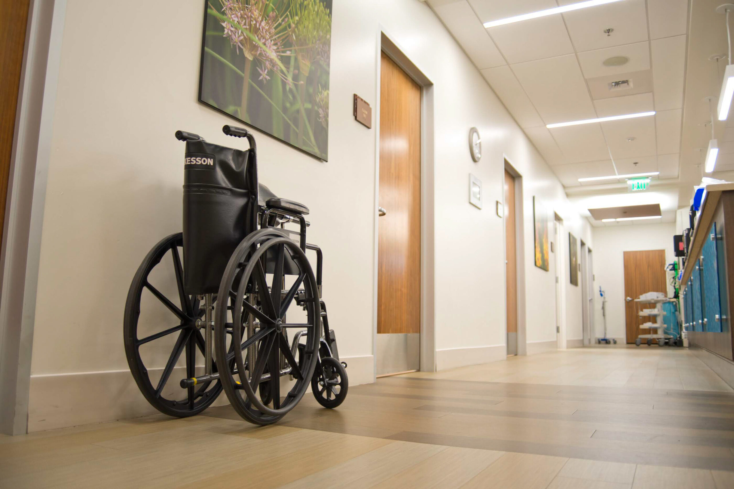 A wheelchair inside the Culinary Health Center in Las Vegas on Thursday, Oct. 17, 2019. (Daniel Clark/The Nevada Independent)