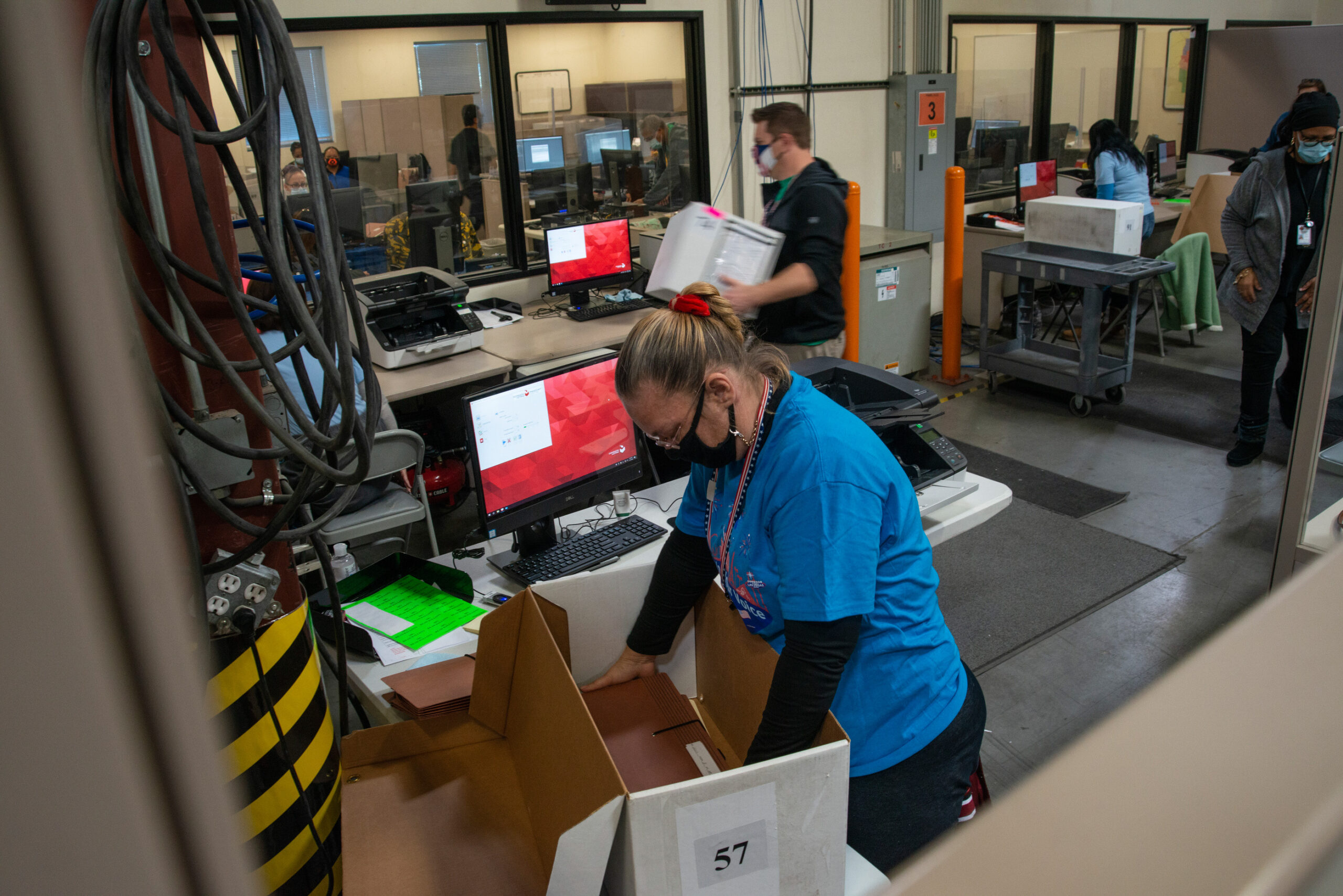 Ballots are counted as part of a recount at the Clark County Election Department in Las Vegas on Monday, Dec. 07, 2020. (Daniel Clark/The Nevada Independent).