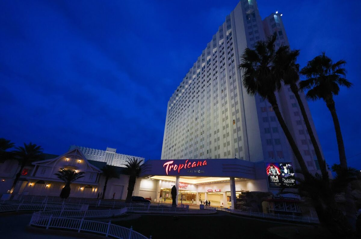 Tropicana Hotel and Casino seen on Tuesday, May 9, 2023. (Jeff Scheid/The Nevada Independent).