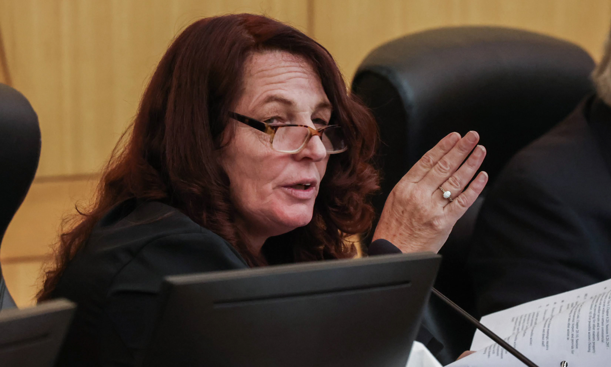 Clark County Commissioner Marilyn Kirkpatrick during a commission meeting on Tuesday, June 6, 2023. (Jeff Scheid/The Nevada Independent).