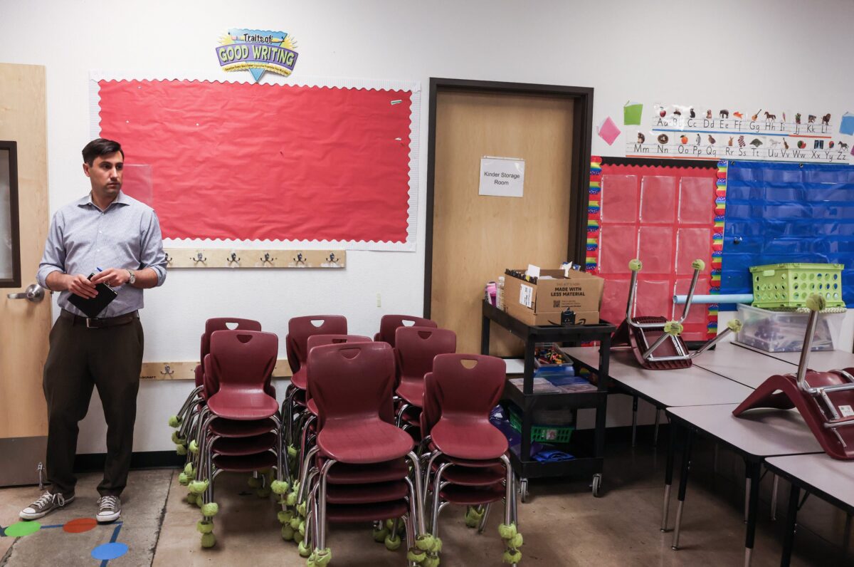 Ignacio Pradoon, Executive Director and Lead Founder at Futuro Academy Public Charter, during a school tour on Thursday, June 8, 2023. (Jeff Scheid/The Nevada Independent).