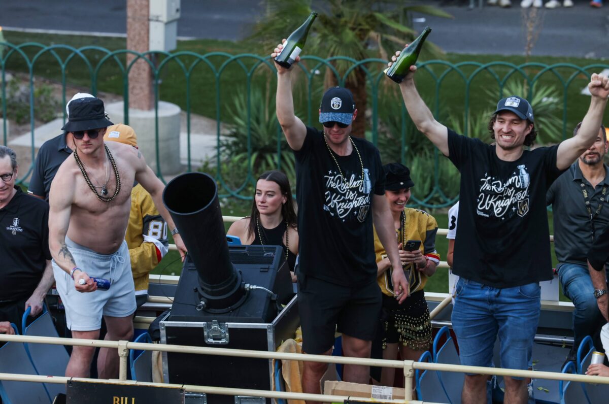 The Stanley Cup floating around a lazy river in Vegas yesterday