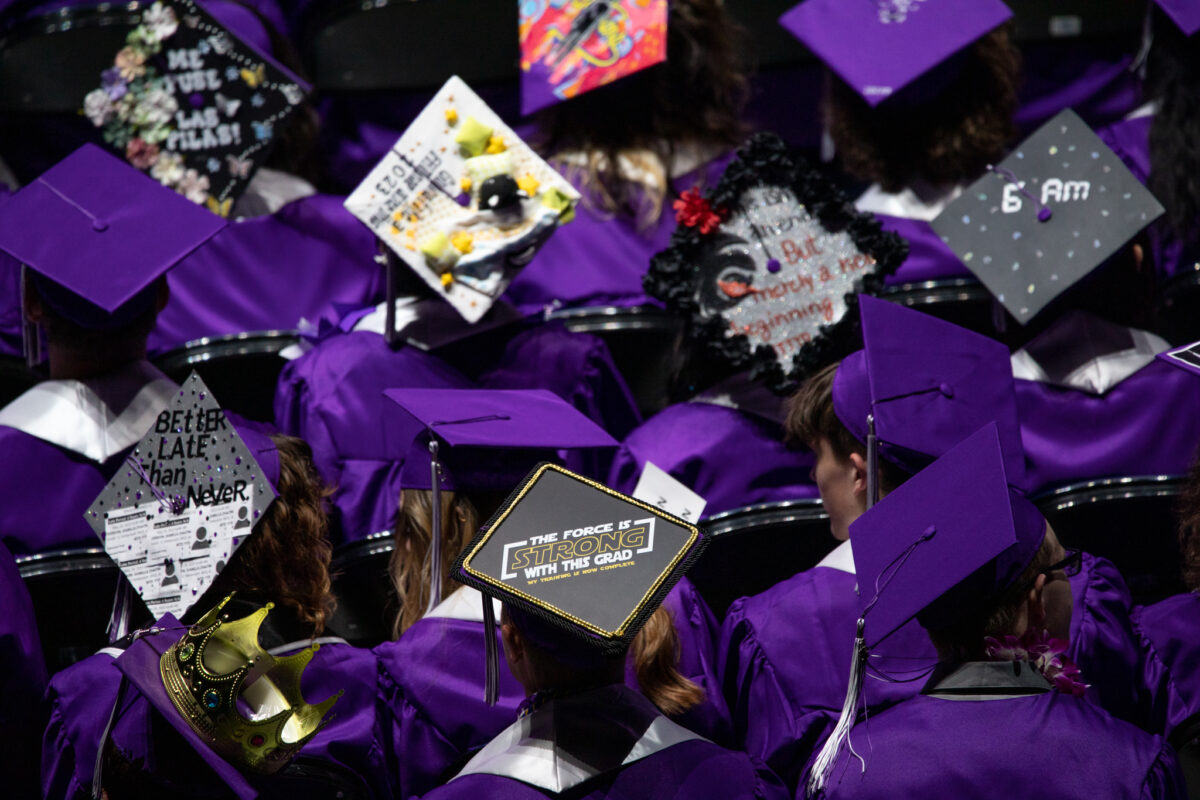 Spanish Springs High School students during graduation night inside of Lawlor Events Center in Reno on June 15, 2023. (Trevor Bexon/The Nevada Independent).