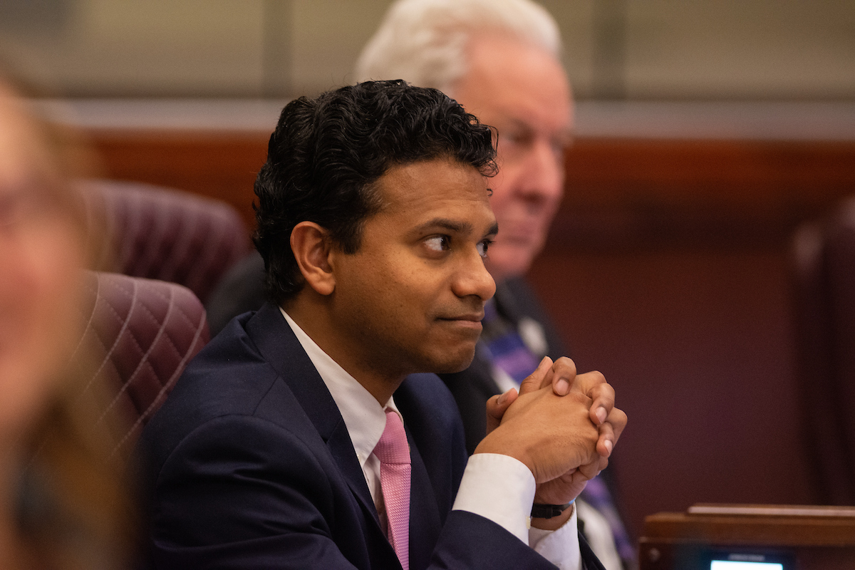 Assemblyman Reuben D'Silva (D-Las Vegas) inside the Legislature in Carson City on Friday, May 19, 2023. (David Calvert/The Nevada Independent).