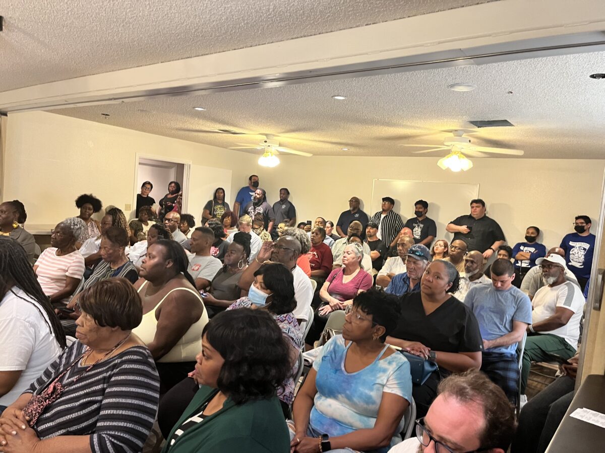 Windsor Park residents at a press conference inside Macedonia Missionary Baptist Church on Wednesday, June 21, 2023. (Naoka Foreman/The Nevada Independent).
