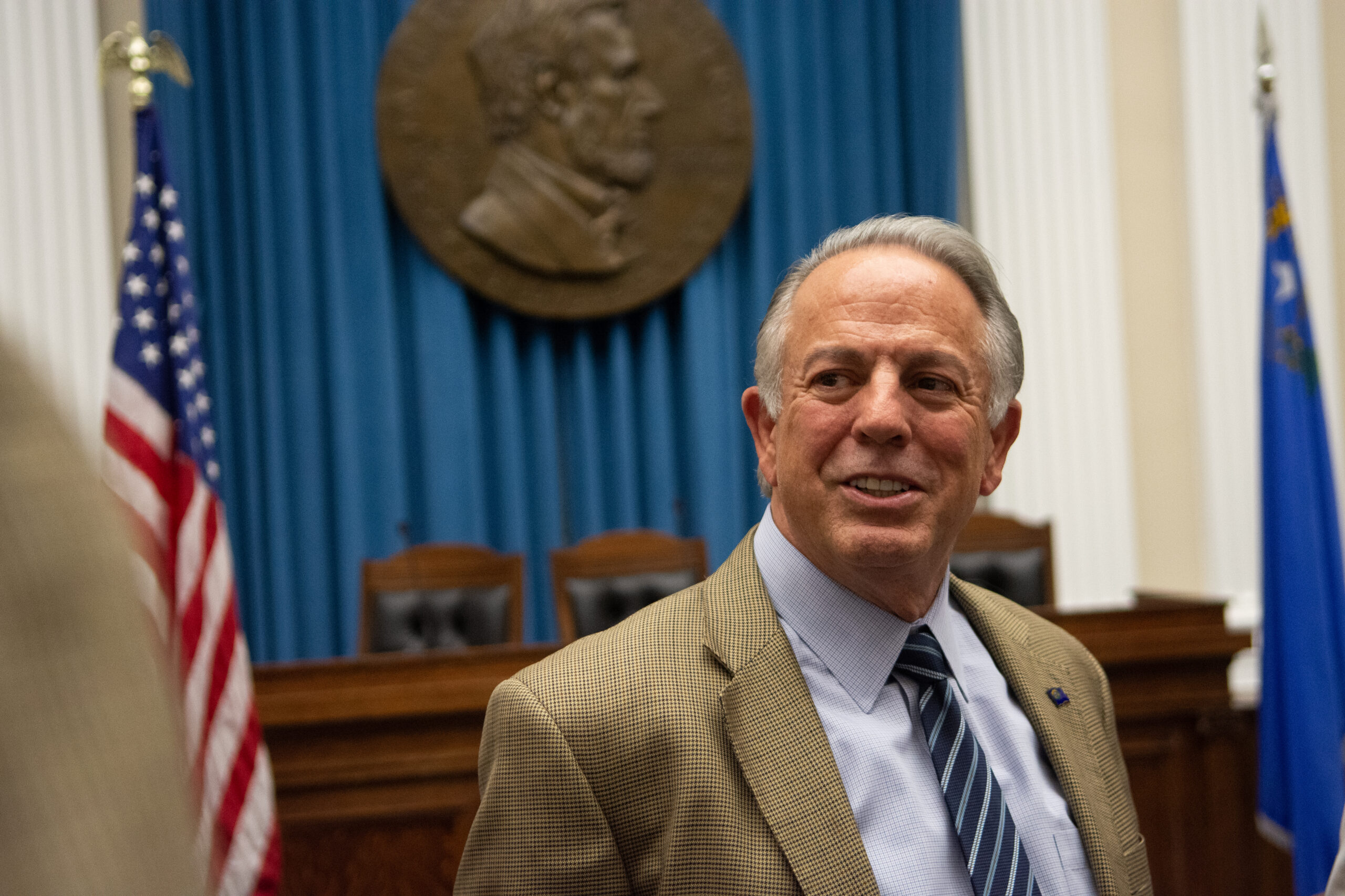 Gov. Joe Lombardo following a bill signing ceremony inside the Capitol in Carson City on May 31, 2023. (David Calvert/The Nevada Independent).