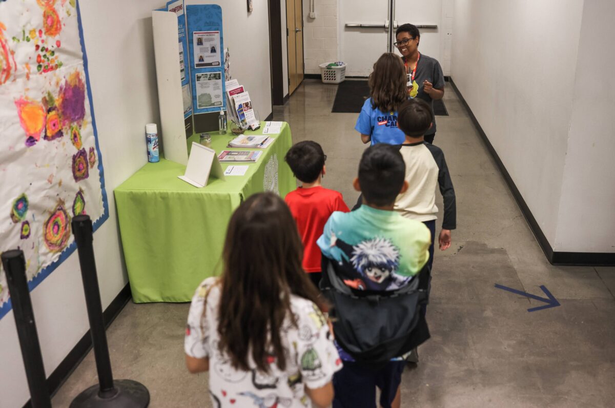 Students participate in Champ Camp at Futuro Academy Public Charter on Thursday, June 8, 2023. (Jeff Scheid/The Nevada Independent).