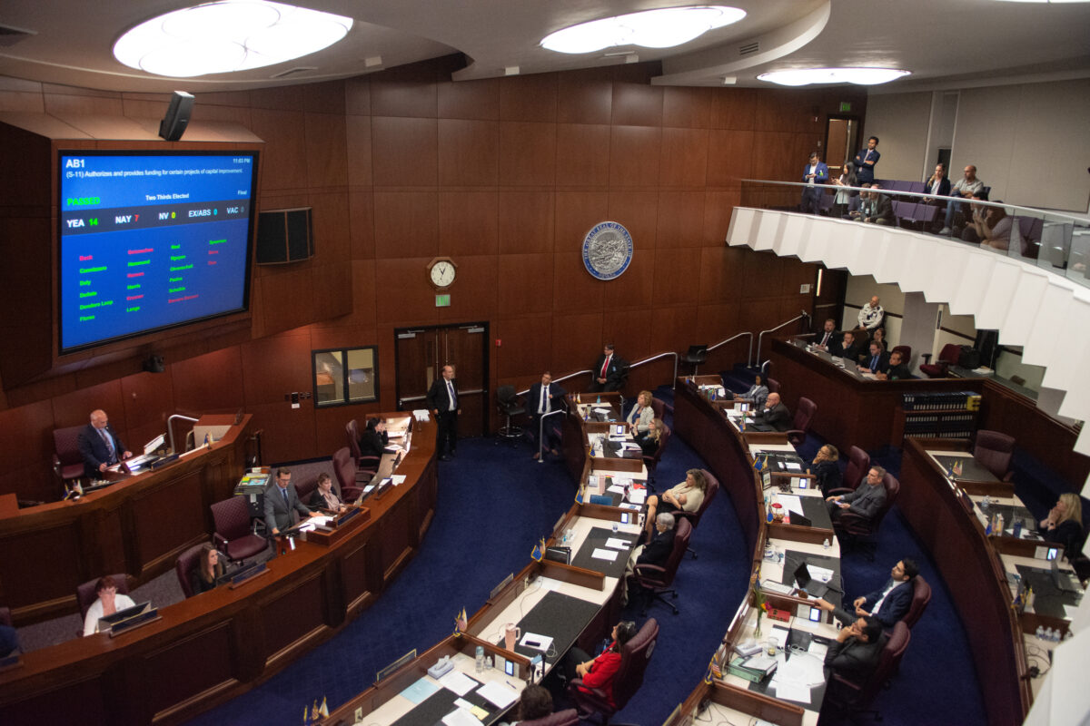 The Senate floor during the 34th special session of the Legislature in Carson City on June 6, 2023. (David Calvert/The Nevada Independent)