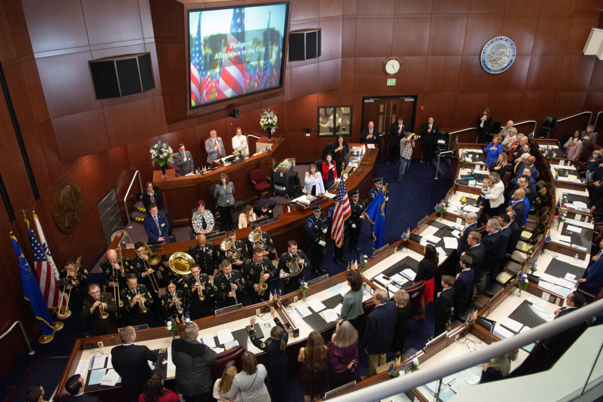 The state senate during the first day of the 82nd legislative session in Carson City on Feb. 6, 2023. (David Calvert/The Nevada Independent)