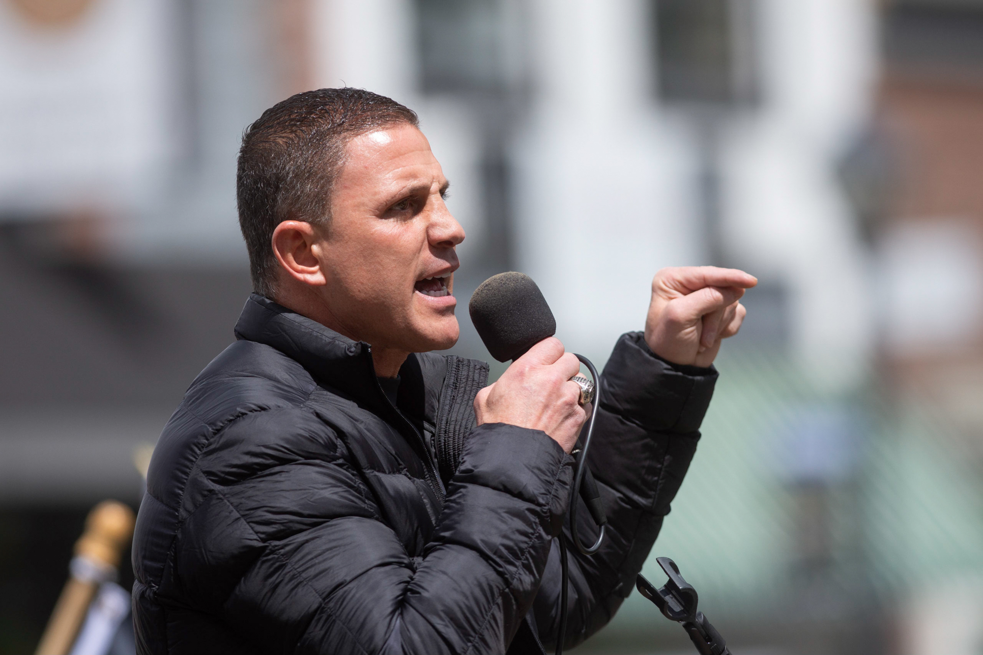 Joey Gilbert speaks at a rally outside the Nevada Legislature on Saturday, May 22, 2021. (David Calvert/The Nevada Independent)