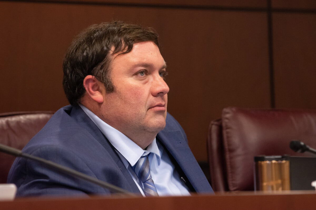 Sen. James Ohrenschall (D-Las Vegas) during a Senate Judiciary Committee meeting inside the Legislature in Carson City.