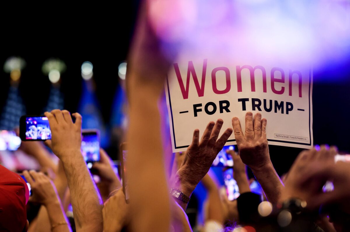 Supporters cheer former President Donald Trump during  volunteer outreach event at Fervent: A Calvary Chapel Church in Las Vegas on Saturday, July 8, 2023. (Jeff Scheid/The Nevada Independent)