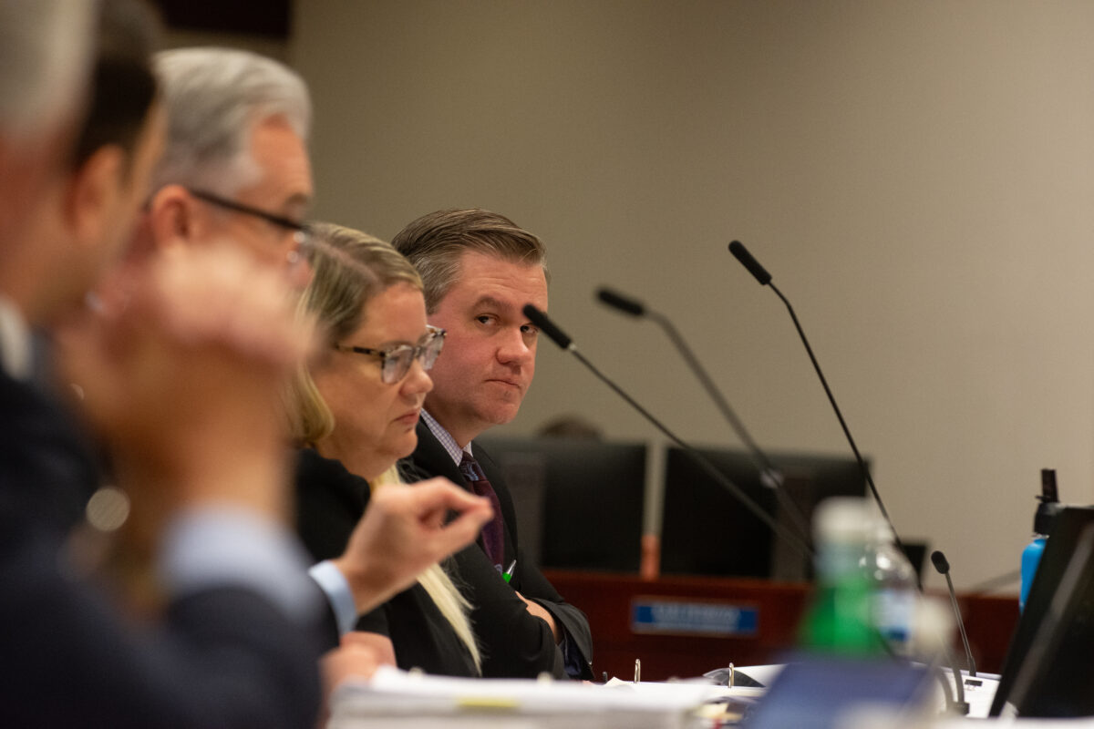 Ross Armstrong, executive director of the Nevada State Commission on Ethics, during a hearing of the commission involving a complaint that former Clark County sheriff and current Gov. Joe Lombardo used the accoutrements of his sheriff's office while campaigning for governor in the 2022 election, at the Legislature in Carson City on July 25, 2023. (David Calvert/The Nevada Independent)