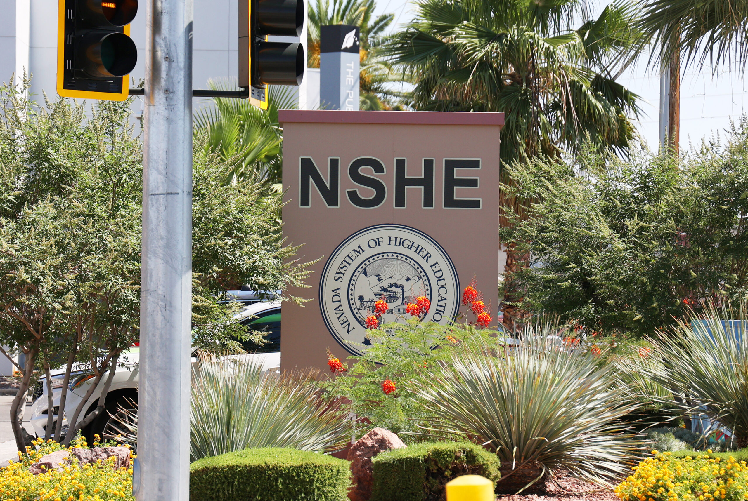 Nevada System of Higher Education’s sign is shown Friday, June 30, 2023, in Las Vegas. (Ronda Churchill for The Nevada Independent).