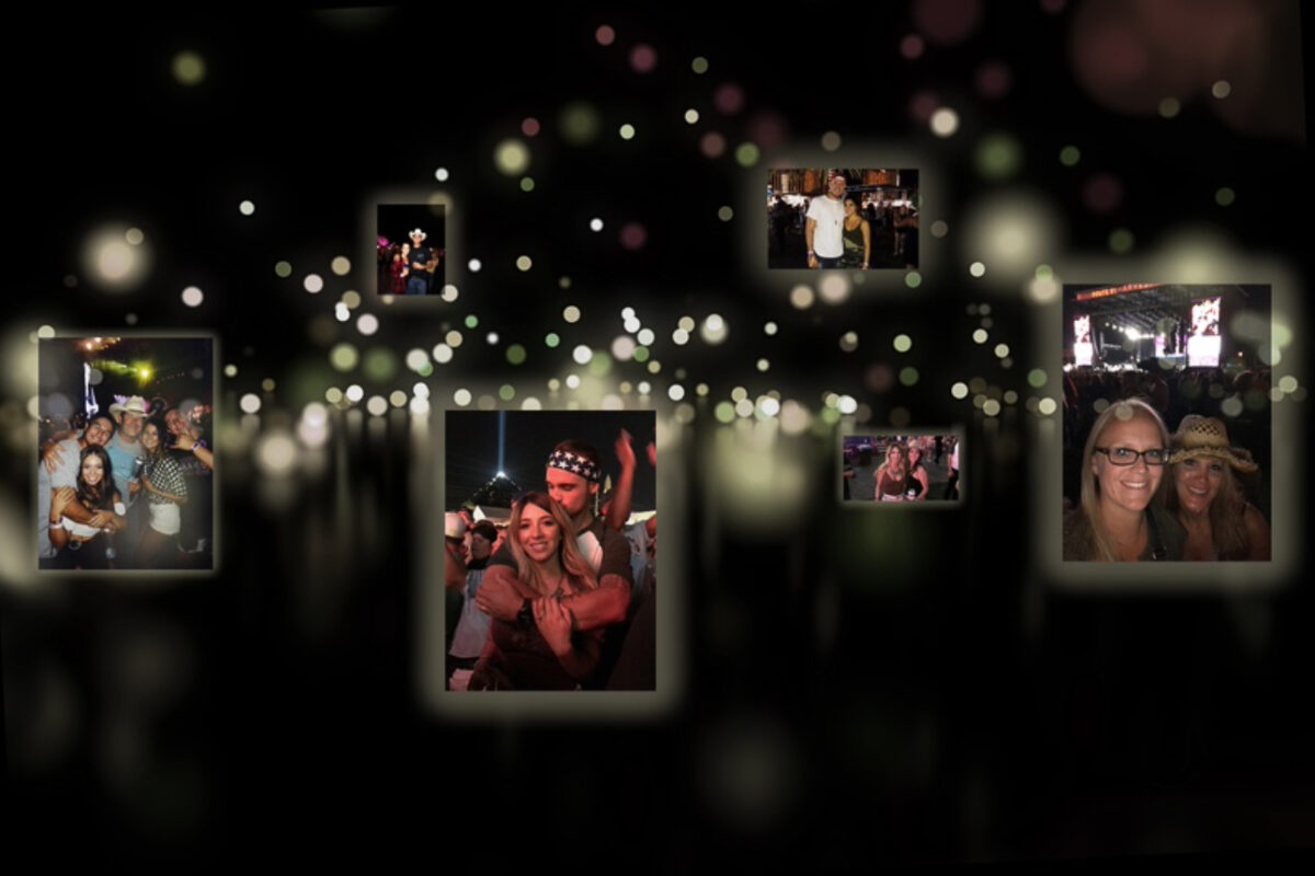 Images of people in a collage at a music concert