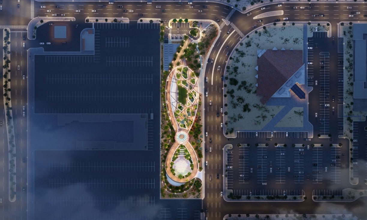 rendering from above of a proposed memorial for 1 october shooting victims